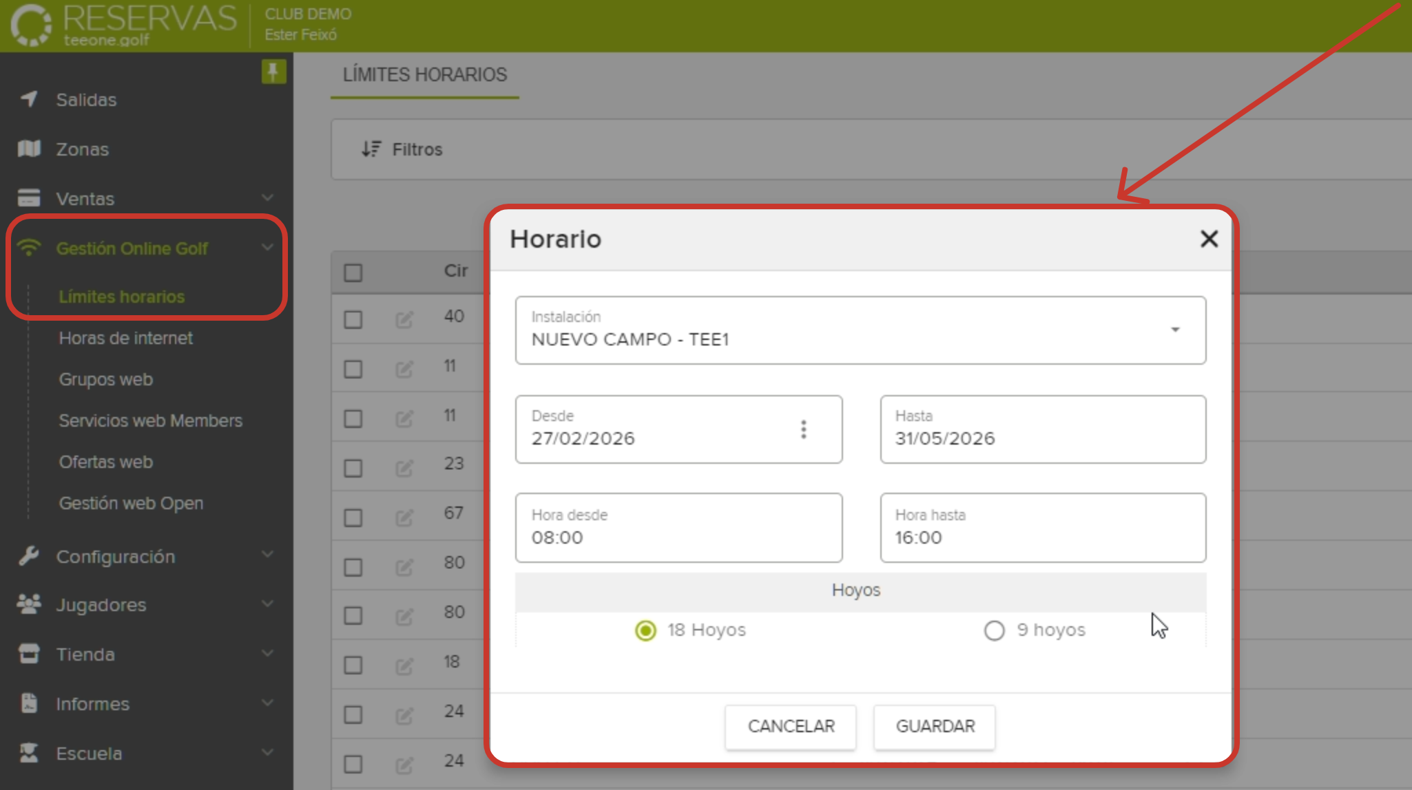Golf Course Time Restriction Settings Interface.png