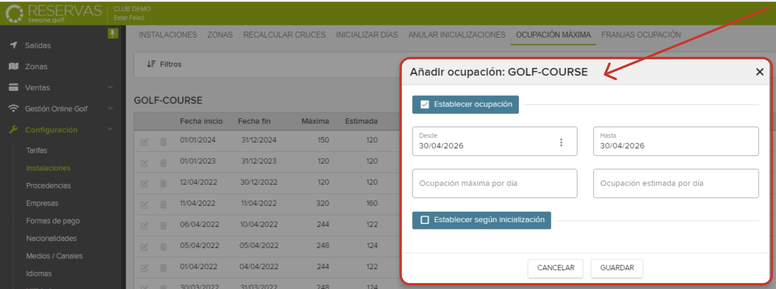 Golf Management Software Occupancy Configuration Screen.png