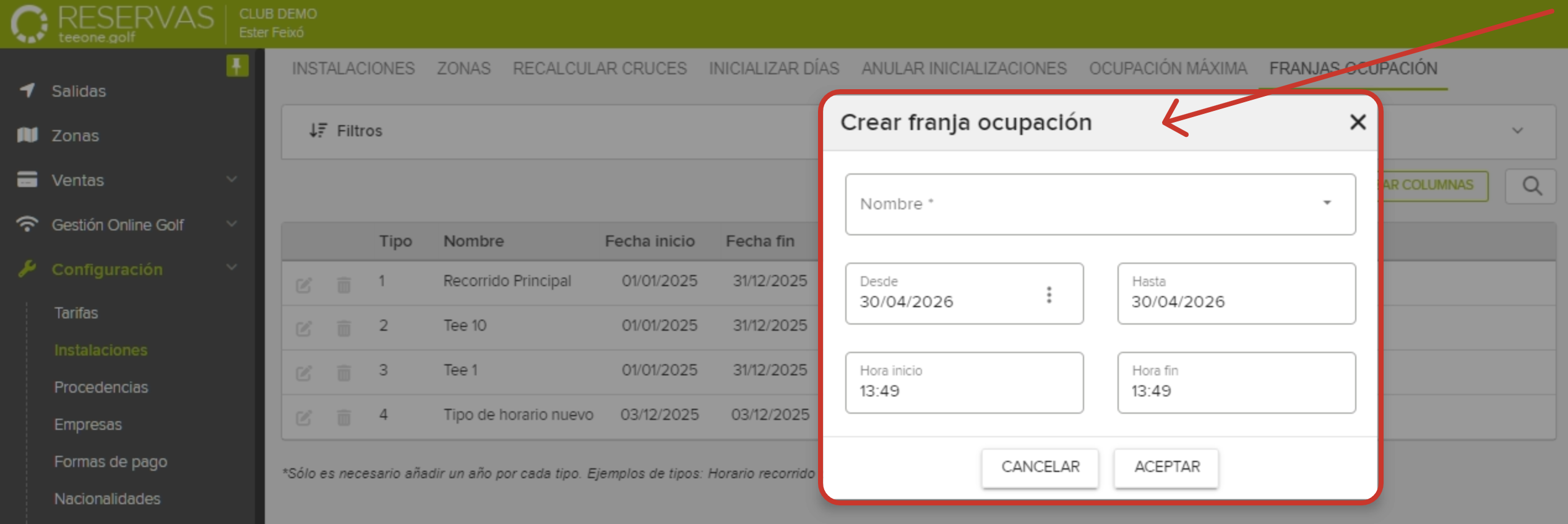 Golf Club Reservation Management Interface with Occupancy Slot Modal.png