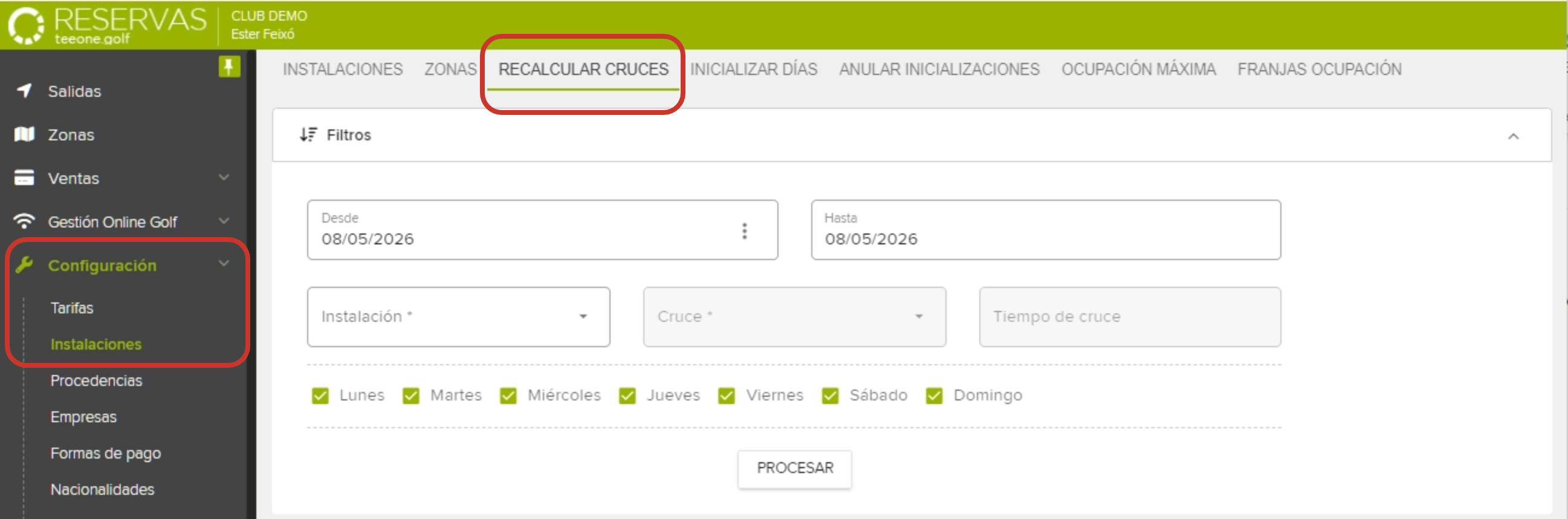 Golf Club Reservation System Configuration Interface.png