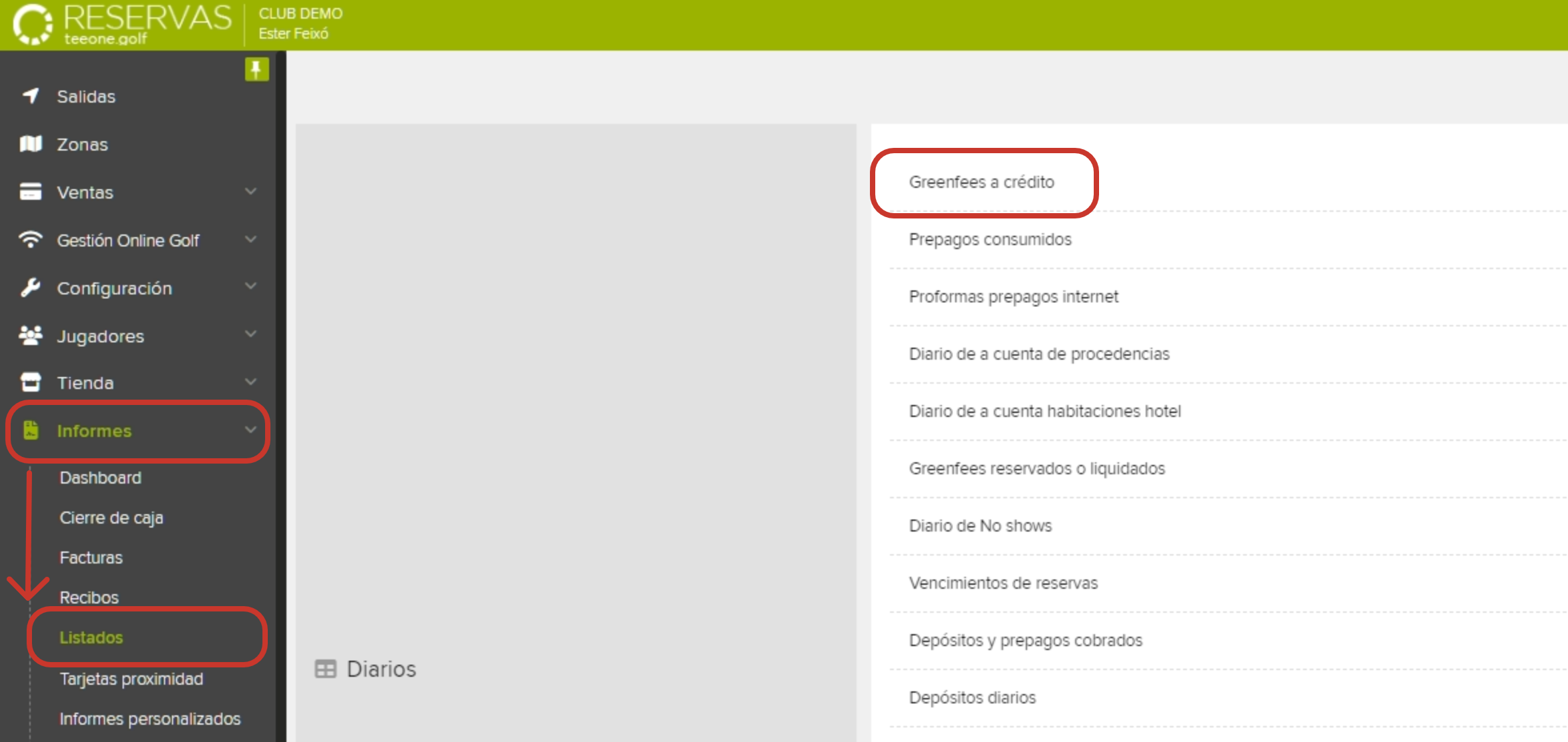 Golf Management Software Reports Menu Interface.png