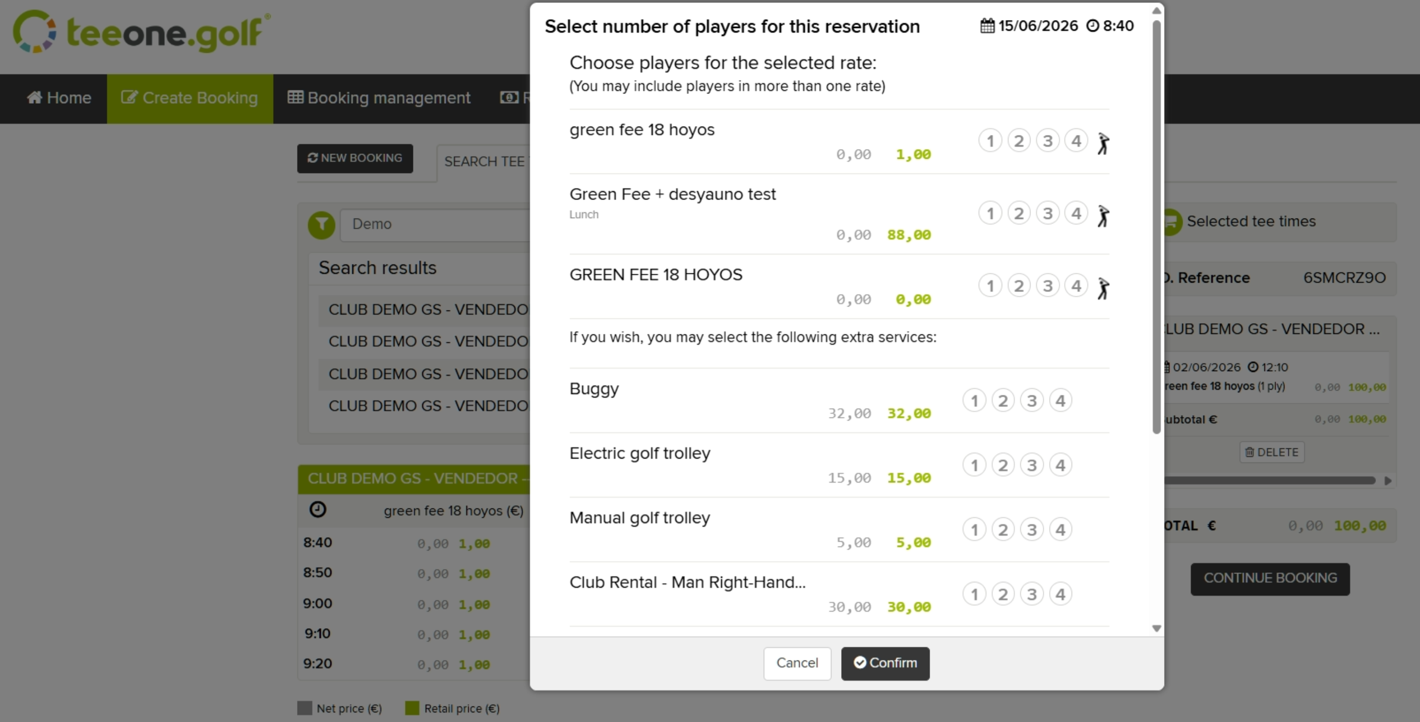 Golf Booking Website Player and Service Selection Modal.png