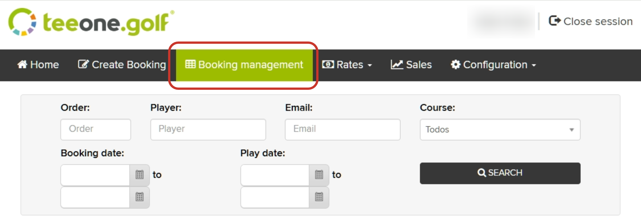 Golf Booking Management Search Interface.png