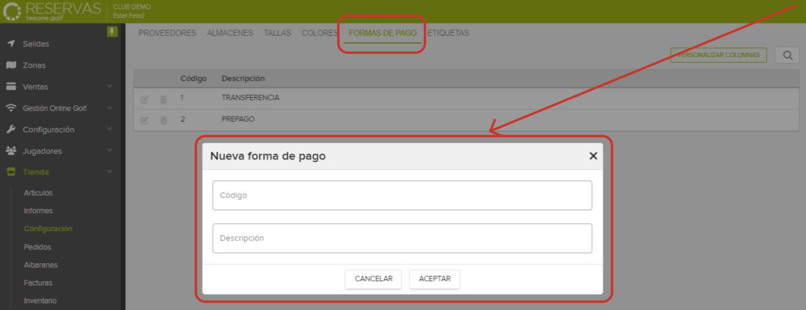 New Payment Method Entry Form in Golf Management Interface.png