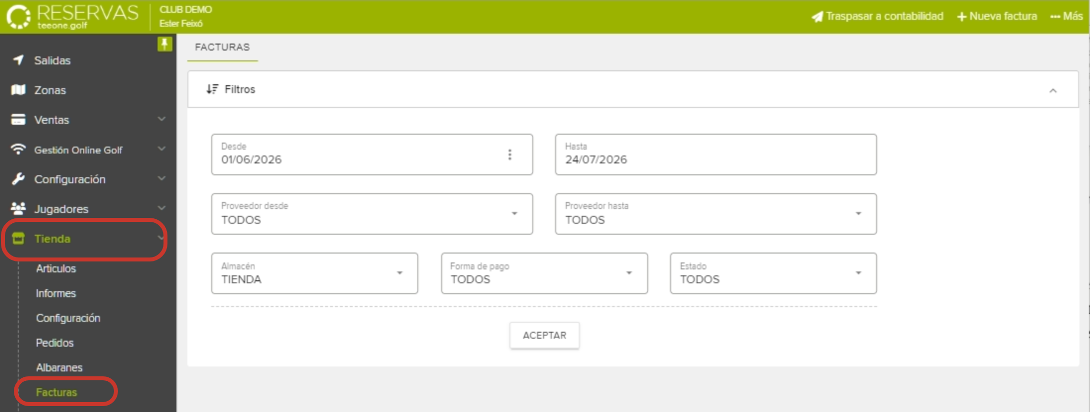 Invoice Filtering Interface for Golf Club Management.png