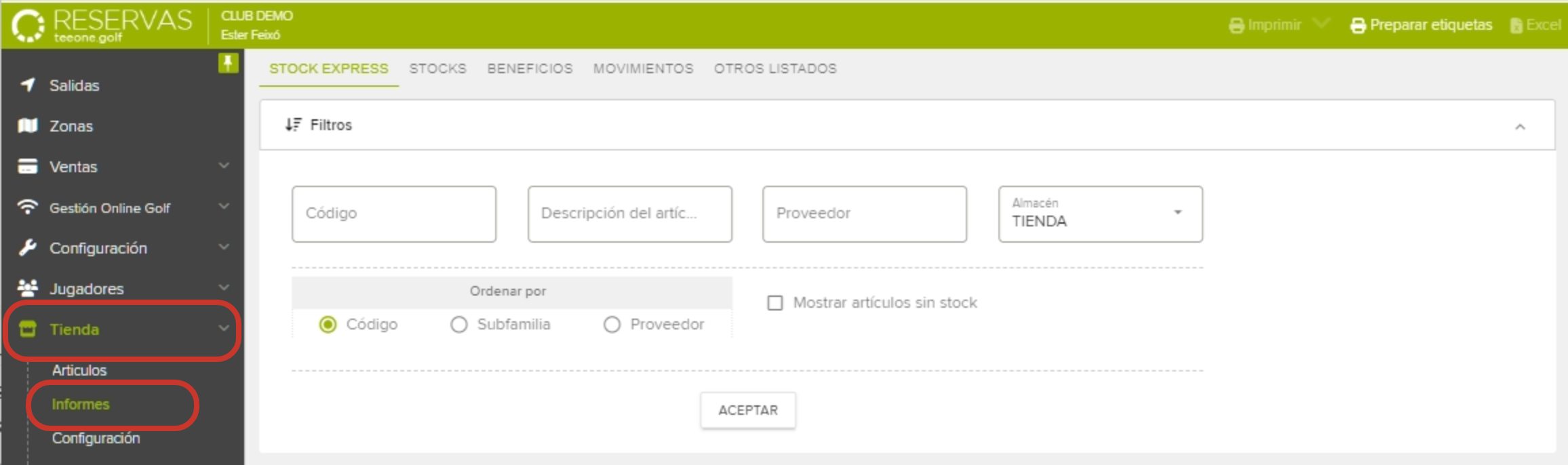 Stock express report interface for golf management software.png