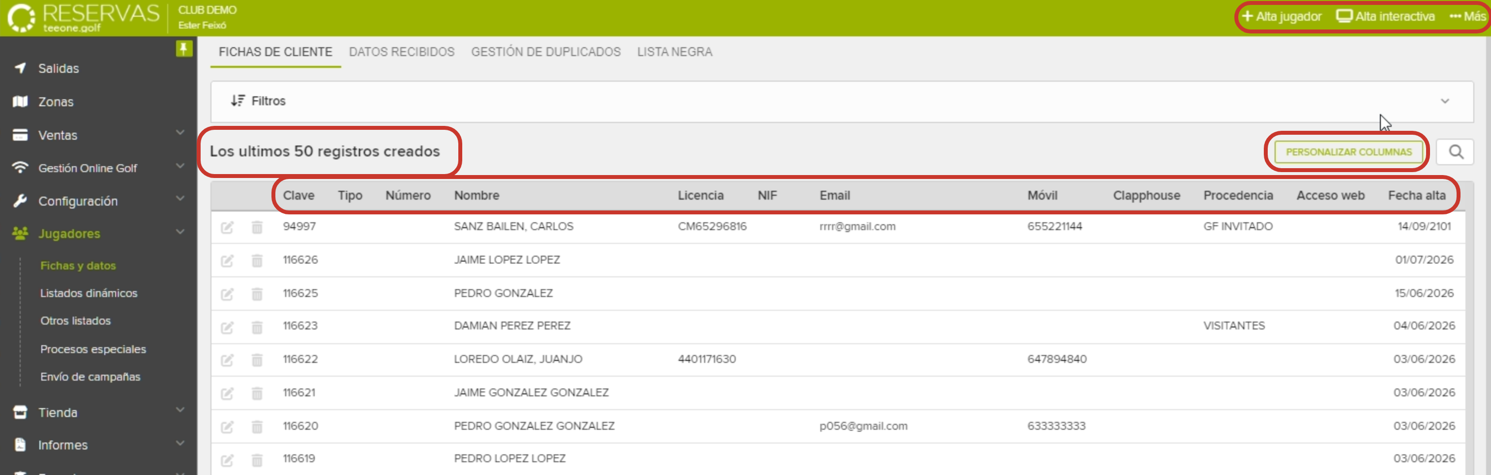 Golf management software player records interface.png