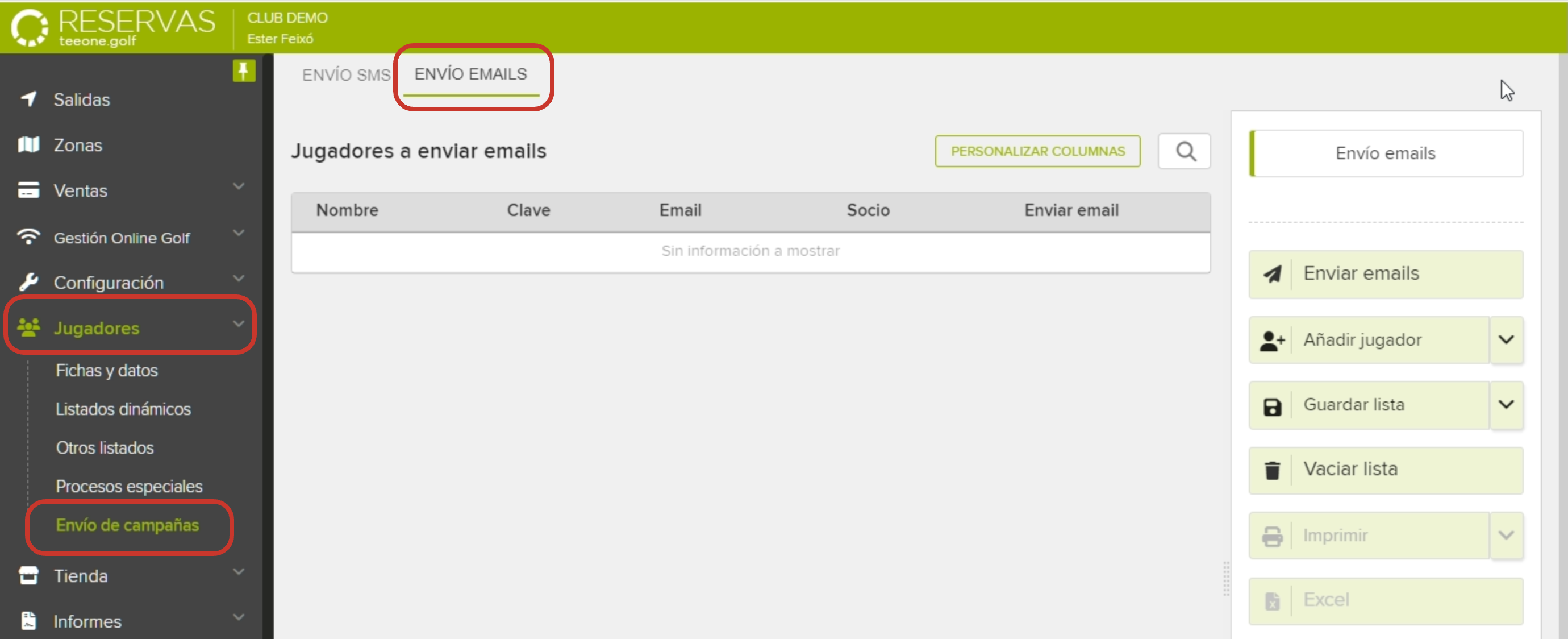 Golf Club Reservation System Email Campaign Interface.png