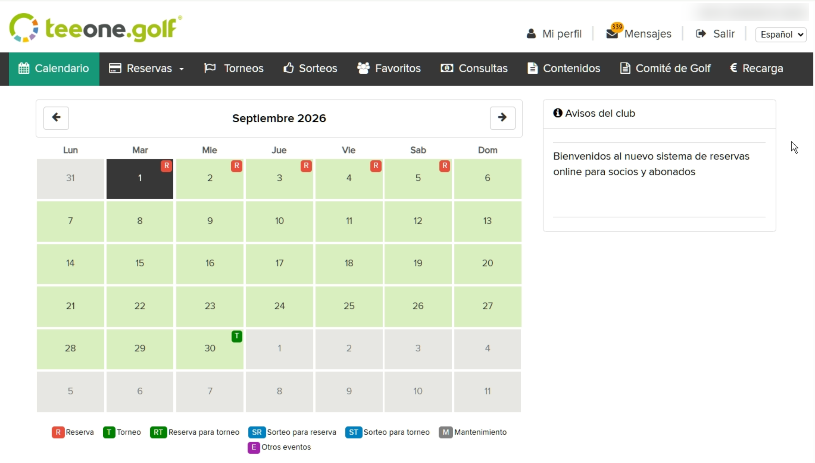 Golf Club Online Reservation Calendar Interface.png