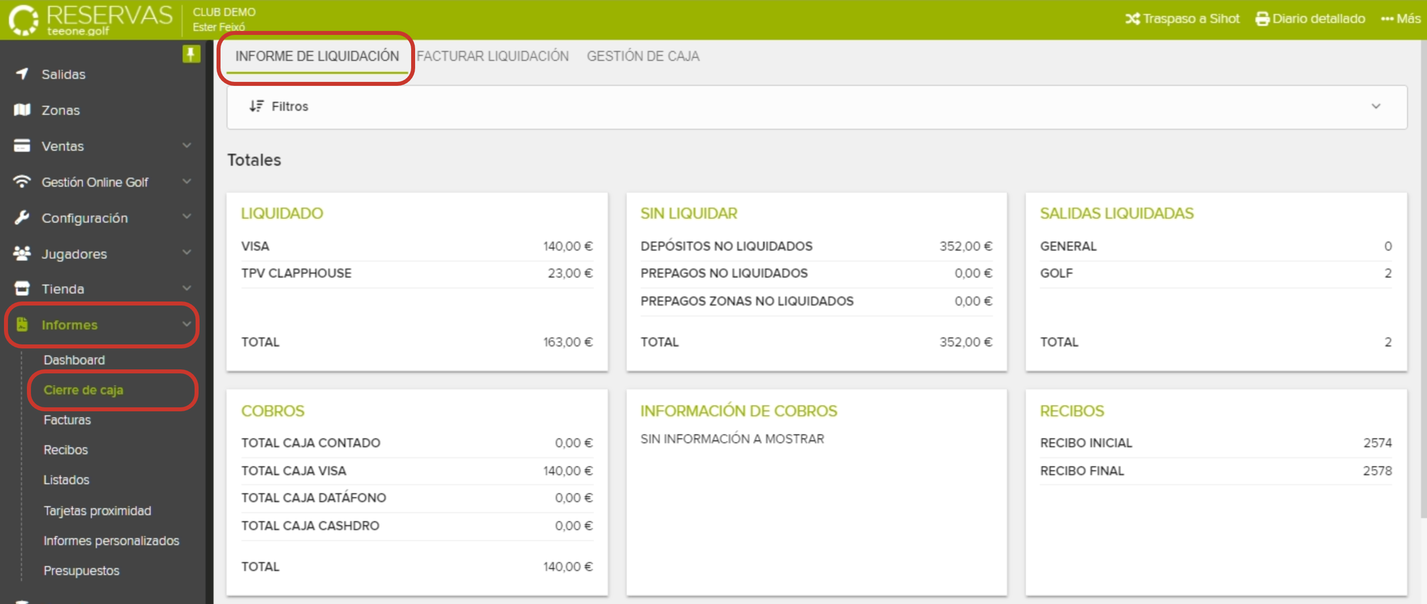 Golf club management settlement report dashboard.png