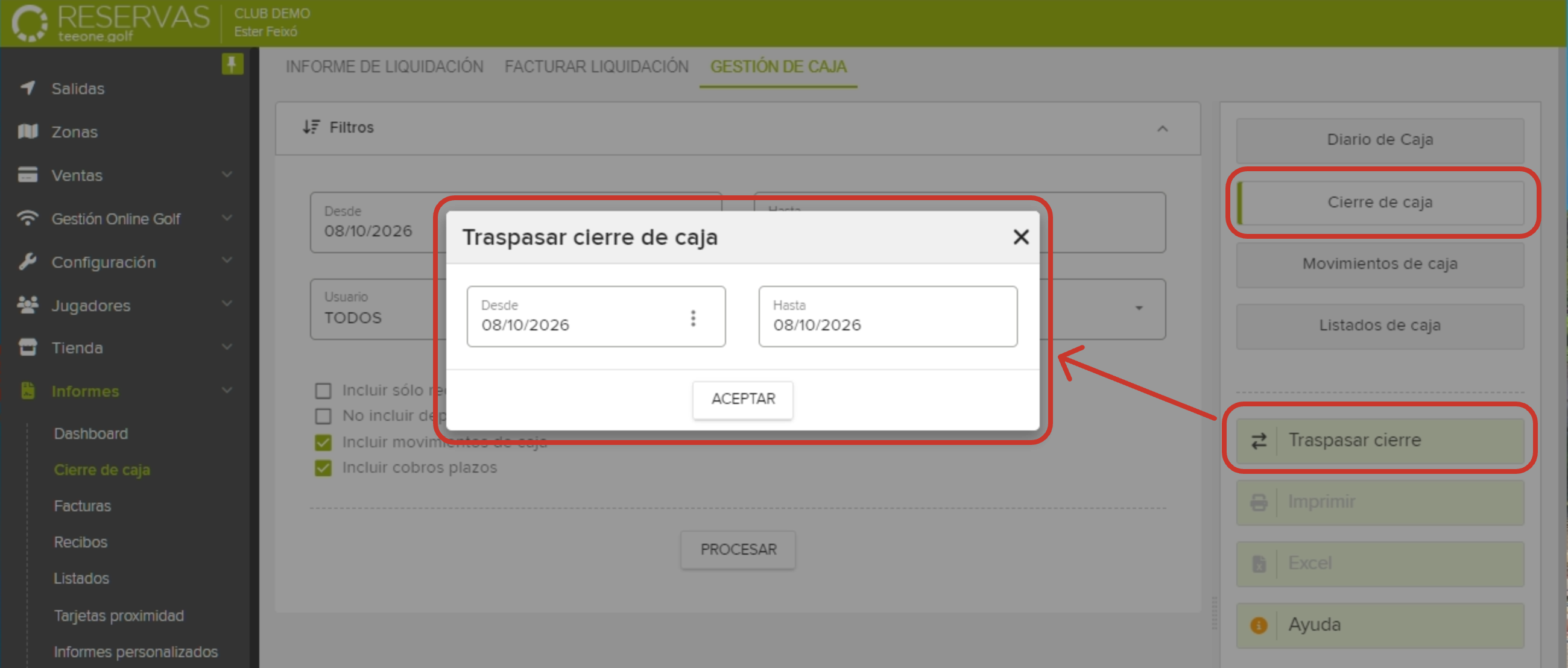 Golf Management System Cash Closure Transfer Dialog.png